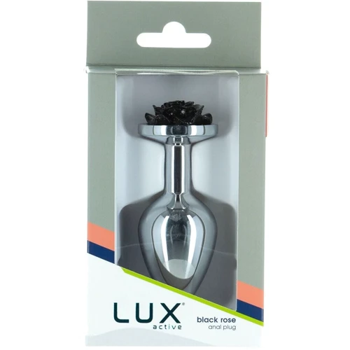 Металлическая анальная пробка LUX Active с розой - Rose Anal Plug - Black, вибропуля в подарок