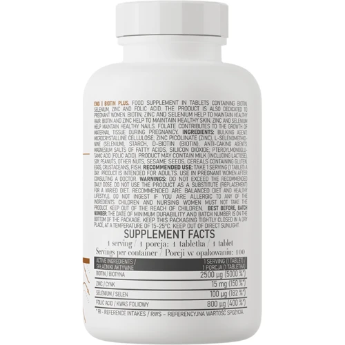 OstroVit Biotin Plus Биотин 100 таблеток: Пол Унисекс