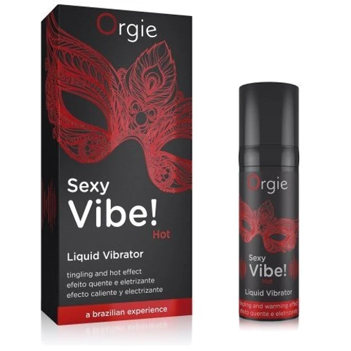 Жидкий вибратор Orgie Sexy Vibe! Hot, 15 мл, согревающий, очень мощный, со вкусом клубники