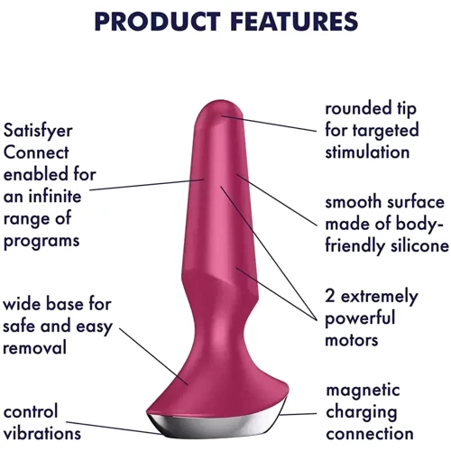 Анальная смарт-пробка Satisfyer Plug-ilicious 2 (малиновая)
