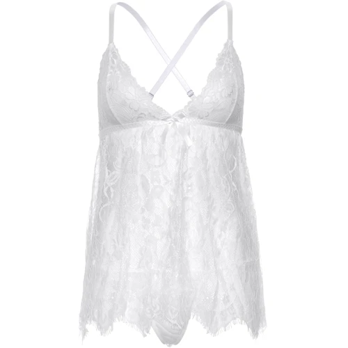 Пеньюар Leg Avenue Floral lace babydoll & string White L