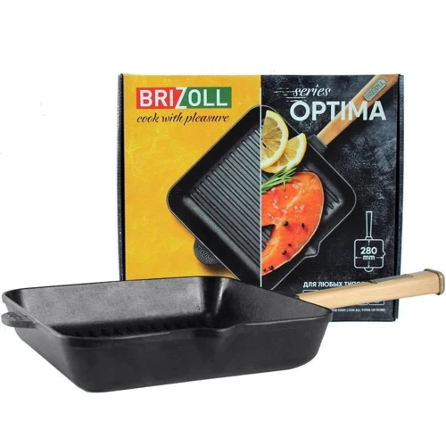 Чавунна сковорода гриль Brizoll Optima 280х280х50 мм (O282850G-P)