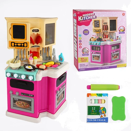 Дитяча кухня: 77 аксесуарів, звук, світло, робочий кран, парогенератор, посуд (922-165)