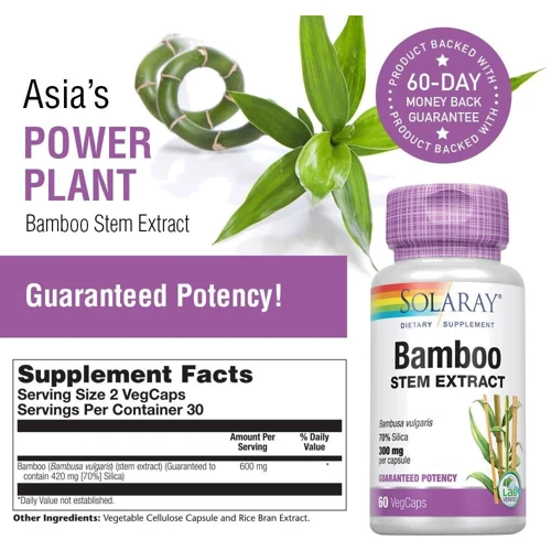 Solaray Bamboo Stem Extrac 300 mg 60 Veg Caps Бамбук: Форма выпуска Капсулы