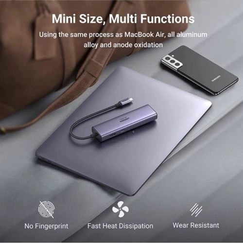 Адаптер Ugreen Adapter CM512 USB-C to 2xUSB3.0+HDMI+RJ45+SD Gray (60515) фото 7