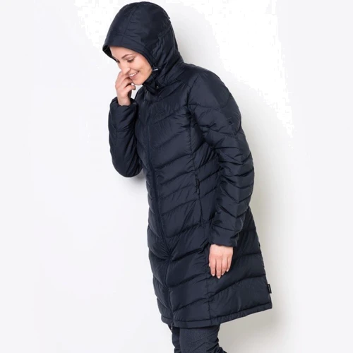 Пуховик Jack Wolfskin Selenium Coat 1202081-1910 48 темно-синій зимовий з капюшоном довгий: Вид Пуховики