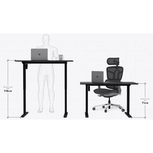 Комплект Mealux PowerDesk Lite Black + Leo Air Plus Green (EVO-201 Lite B/B +Y 546 KZ)