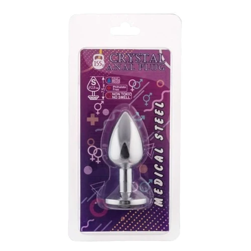Анальная пробка утяжеленная CRYSTAL Silver Diamond, S