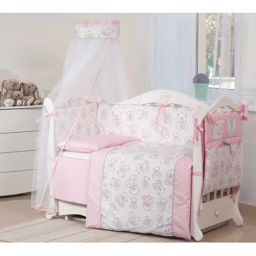 Постельный комплект Twins Dolce Мишки 4061-D-006 pink 8 эл. розовый: Тип постельный комплект