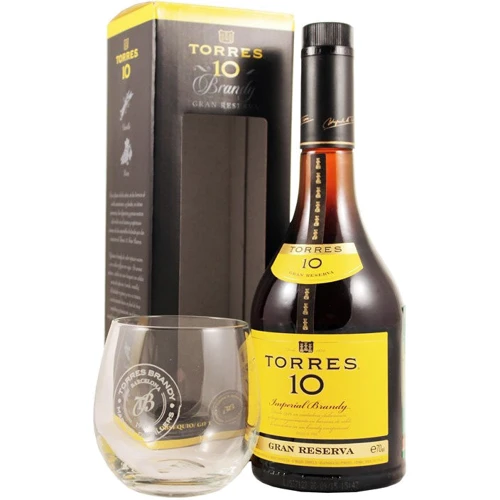 Бренди Torres 10 Gran Reserva 0.7л + 1 бокал (сувенирный набор) (DDSAT1A017)
