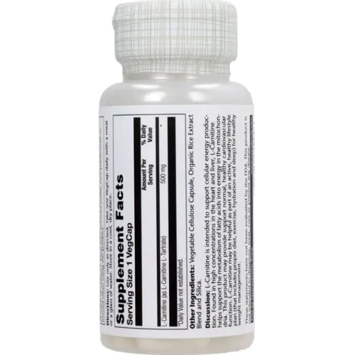 Solaray L-Carnitine Free Form Л-карнітин 500 мг 30 вегетаріанських капсул: Тип L Карнитин