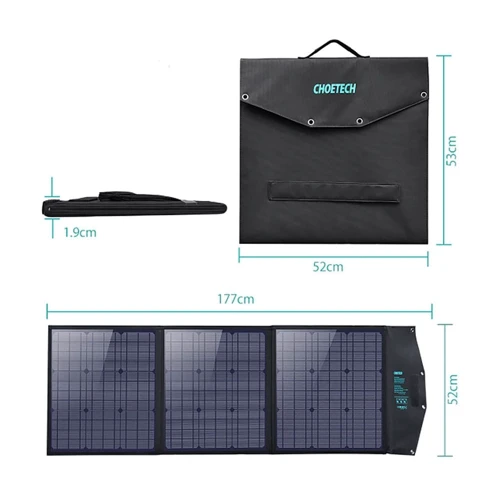 Солнечная панель Choetech 120W 1xUSB QC3.0 18W, 1xUSB-C PD3.0 60W, 1xUSBA 12W UA фото 3