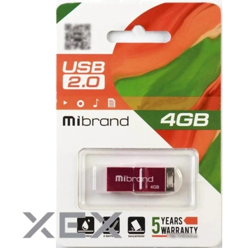 USB-флешка Mibrand 4GB Сhameleon USB 2.0 Pink (MI2.0/CH4U6P): Стандарт USB USB 2.0