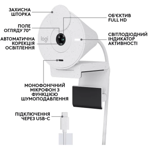 Logitech Brio 300 FHD White (960-001442) фото 5