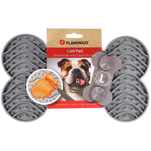 Силіконовий килимок лізальний Flamingo Lick Pad Yummee антистрес для собак і котів Сірий L 29.8х17.5х2.5 см (58607)