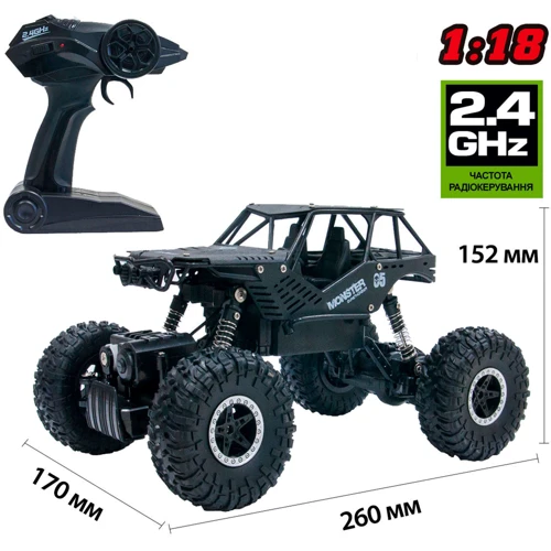 Автомобиль Off-Road Crawler на р/у – Tiger (матовый черный, аккум. 4,8V, метал. корпус, 1:18) (SL-111RHMBl) фото 7
