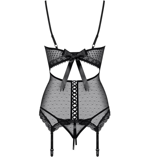 Мягкий эротический корсет с подвязками Obsessive 817-COR-1, S/M