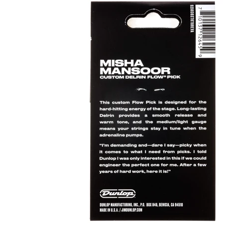 Медіатор Медіатор DUNLOP MISHA MANSOOR CUSTOM DELRIN FLOW PICK LIVE .65MM: Матеріал Ultex (ультекс)