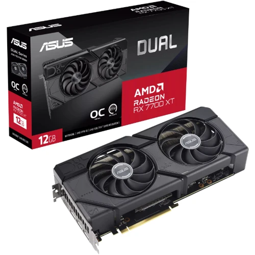 Видеокарта ASUS Dual Radeon RX 7700 XT OC Edition 12GB GDDR6 (DUAL-RX7700XT-O12G)