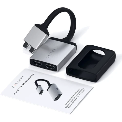 Адаптер Satechi Adapter Dual USB-C to 2xHDMI+USB-C Silver (ST-TCDHAS): Додаткові роз'єми USB-C, HDMI