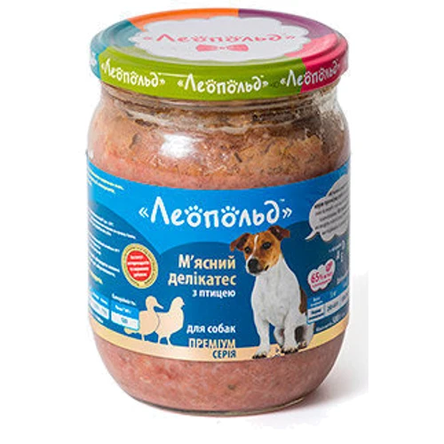 Влажный корм для собак Леопольд Мясные деликатесы с птицей 500 г х 6 шт. (4820185490207-6): Тип Влажный корм
