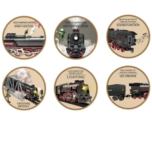 Залізниця: 5 вагонів завдовжки 104 см, звук, підсвічування, парогенерація (605 B)