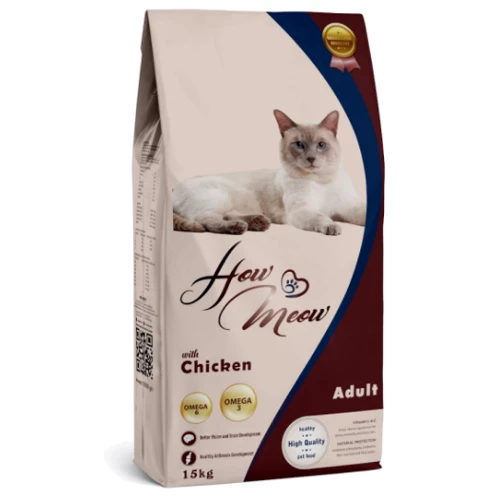 

Сухой корм для взрослых кошек How Meow Adult Cat с курицей 15 кг (181,187)