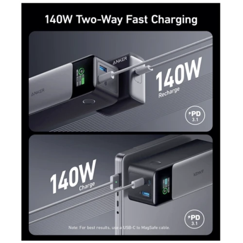 Внешний аккумулятор Anker Power Bank 24000mAh 737 PowerCore 140W Black (A1289011): Емкость батареи, мАч 24000