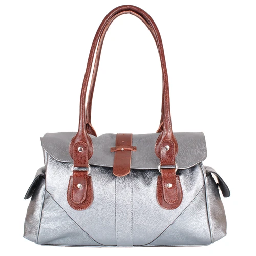Женская сумка саквояж Laskara серебристая (LK-DM233-silver-brown): Пол Женский