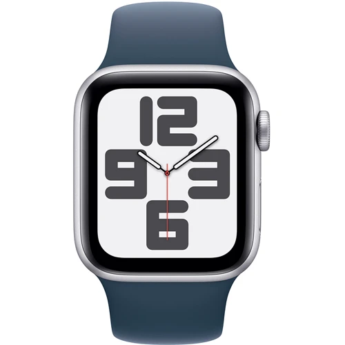 Apple Watch SE 2 2023 40mm GPS Silver Aluminum Case with Storm Blue Sport Band - S/M (MRE13) UA: Матеріал фторэластомер синего цвета
