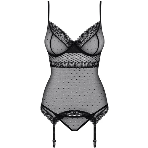 Мягкий эротический корсет с подвязками Obsessive 817-COR-1, S/M