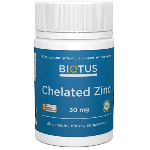 Biotus Chelated Zinc 30 mg Хелатный Цинк 30 Капсул