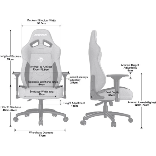 Кресло геймерское Anda Seat T Compact Black Size L (AD19-01-B-F) фото 2
