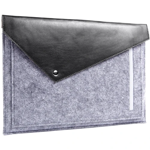 Gmakin Cover Envelope Felt Black/Grey with Snap (GM13-15) for MacBook Pro 15/Pro 16