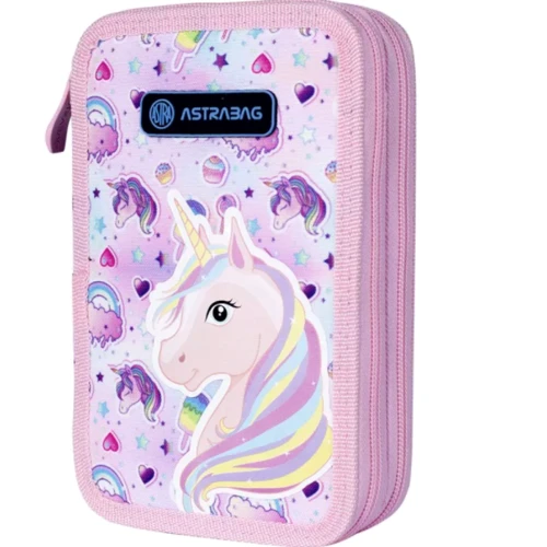 Пенал Astrabag AC2 Unicorn 2 відділення без наповнення рожевий (503021022)
