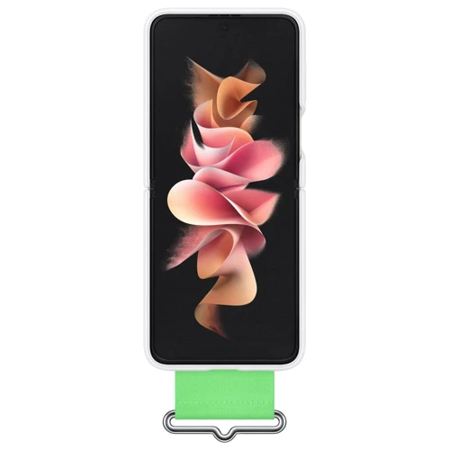 Чохол для телефона Samsung Silicone with Strap Cover White (EF-GF711TWEGRU) для Samsung F711 Galaxy Flip 3: Матеріал TPU (термополиуретан) и поликарбонат