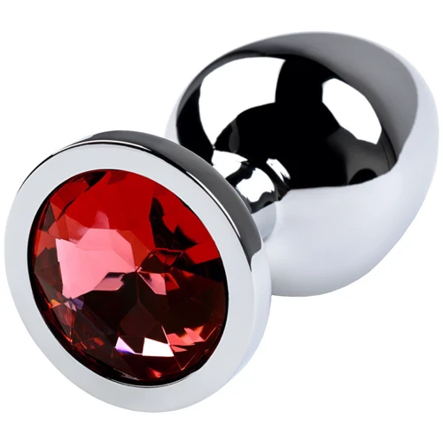 Анальная пробка с кристаллом Metal By Toyfa Silver Anal Plug Ruby