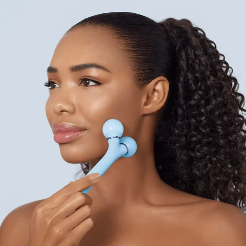 Електронний ультразвуковий ролик для обличчя GESKE Sonic Facial Roller 4в1 aquamarine