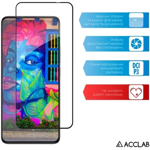 ACCLAB Tempered Glass Full Glue Black for Xiaomi Poco F5 Pro: Цвет черный