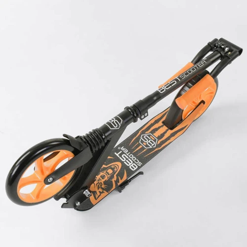 Самокат двоколісний Best Scooter "WOLF" з PU колесами, амортизатори Black / Orange (87742): Тип гальма ножний