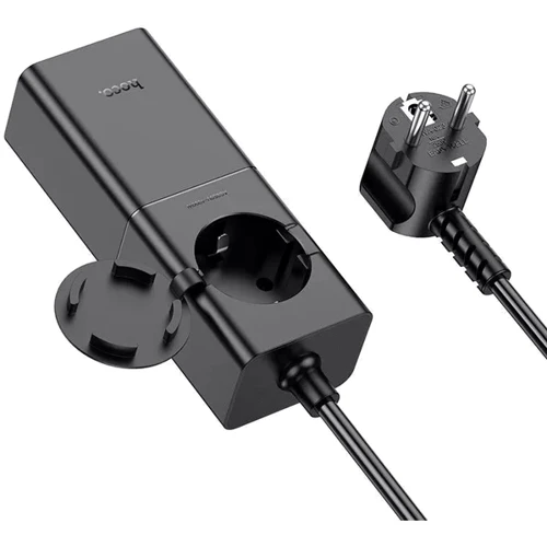 Зарядное устройство Hoco Wall Charger USB+2xUSB-C+AC NS4 Sharp PD 65W Black: Сила тока 2.4А и более