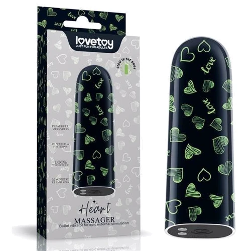 Клиторальный вибратор LoveToy Heart Massager Glow In The Dark