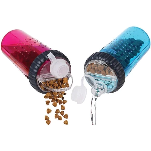 Бутылка двойная Dexas Snack DuO для воды и корма или лакомств 480 мл голубая (dx30810): Тип Бутылки