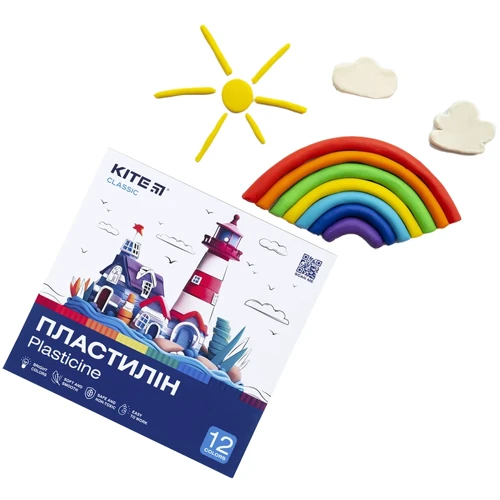 Пластилин восковой Kite Classic 12 цветов 240 г (K-1086): Производитель KITE