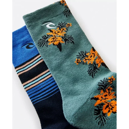 Носки Rip Curl Art Crew Sock (ART CREW SOCK 2-PK) 2 пары черные, синие фото 1