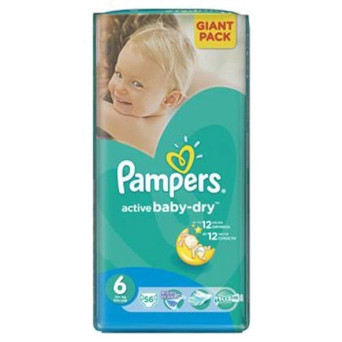 PAMPERS Active Baby-Dry Extra Large Giant 56 (15+ кг)