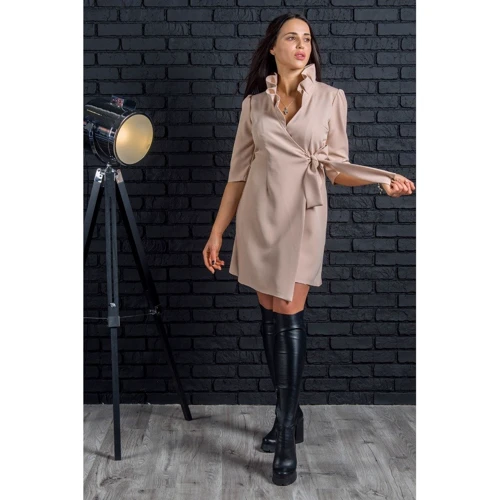 Платье FLFashion Queen НПК 1791 48 бежевое повседневное до середины бедра
