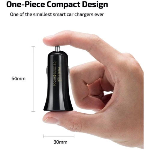 Зарядное устройство Pitaka USB Car Charger USB+USB-C 36W Black (CA2001): Кабель в комплекте отсутствует