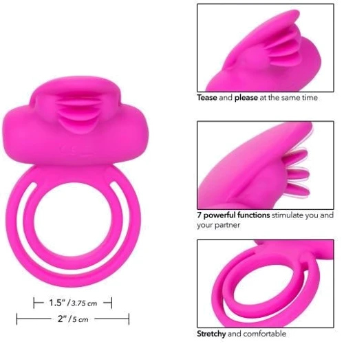 Эрекционное кольцо со стимулятором клитора CalExotics Dual Clit Flicker Enhancer