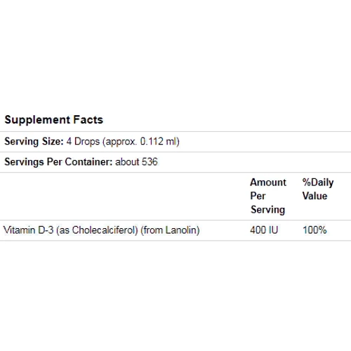 Now Foods Liquid Vitamin D-3, 2 fl oz (60 ml) (NOW-00370): Пол Унисекс